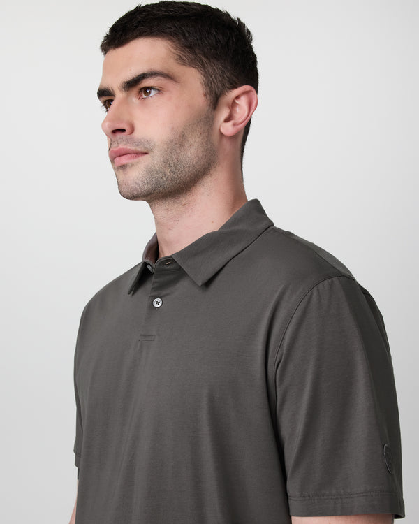 Short Sleeve Feather Polo | Warm Grey